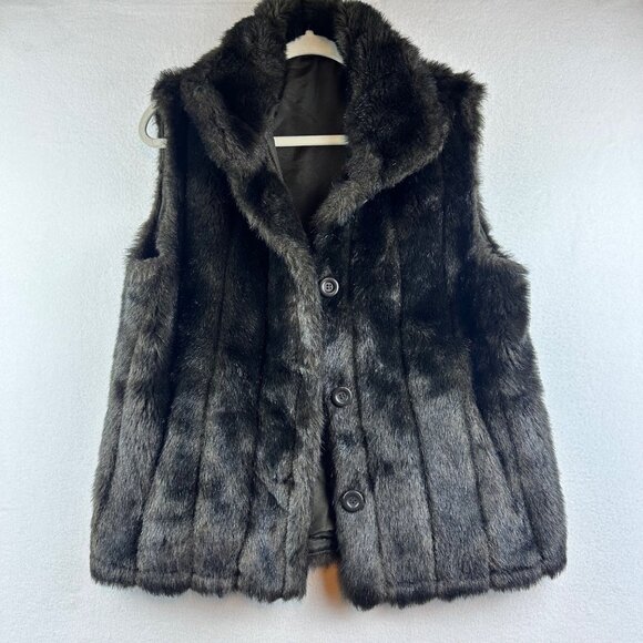 Brown Button Fur Vest Womens Size Large Boho Hippie Mod Victorian Grunge Western - Picture 1 of 7